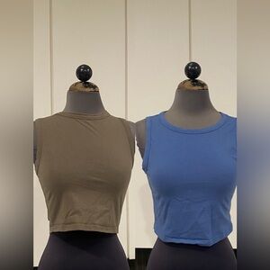 Blue and Green Cropped Tank Tops